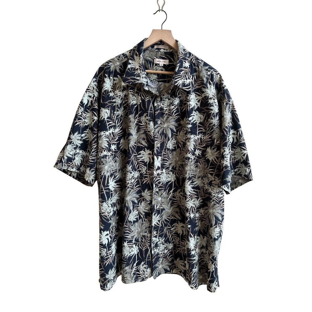 Pierre Cardin Palm Tree Print Button Up Hawaiian Shirt 3XLT Mens
